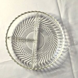 Vintage Indiana Glass, DIVIDED SERVING DISH, Retro Kitchenware c 1960's